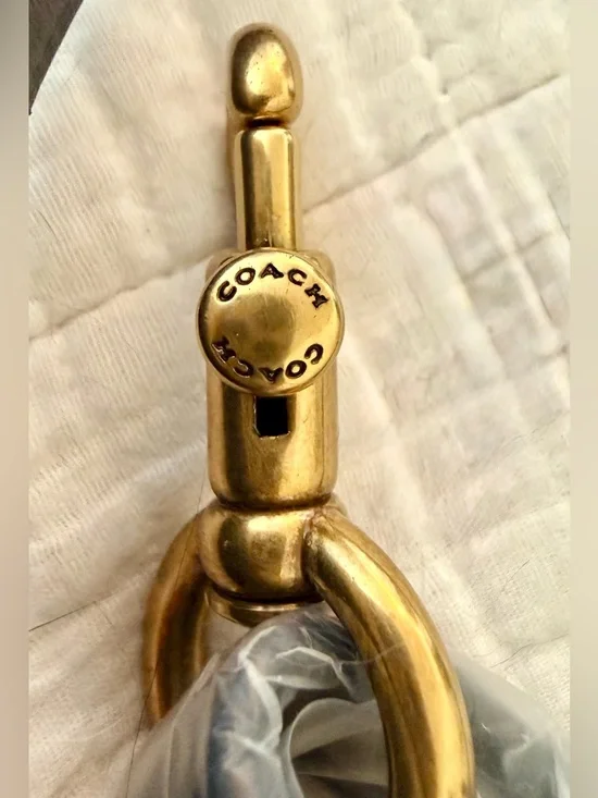 Coach Black Leather Strap 42” Adjustable Brass Hardware Crossbody Shoulder - Picture 3 of 7